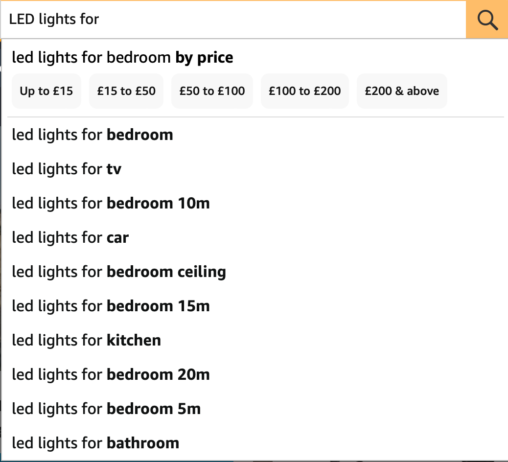 amazon suggested searches hint at profitable keywords